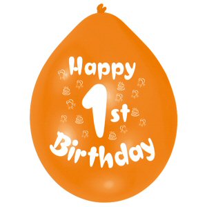 Happy 1st Birthday Assorted Colours Latex Balloons Happy 1st Birthday Assorted Colours Latex Balloons