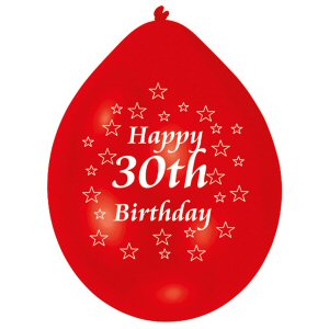 Happy 30th Birthday Assorted Colours Latex Balloons Happy 30th Birthday Assorted Colours Latex Balloons