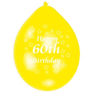 Happy 60th Birthday Assorted Colours Latex Balloons Happy 60th Birthday Assorted Colours Latex Balloons